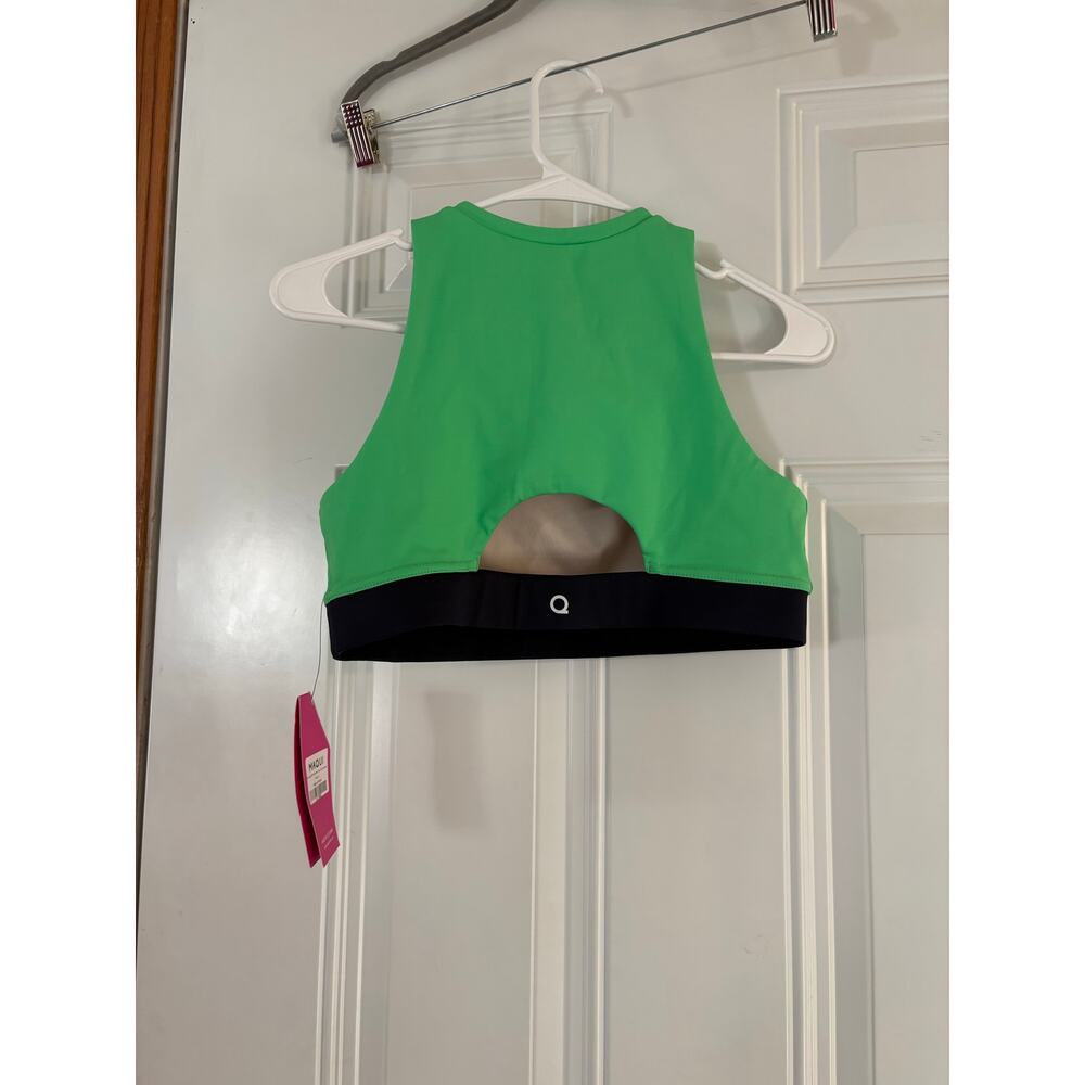 Maqui ideal lift high neck top sports bra in green and navy blue NWT size large